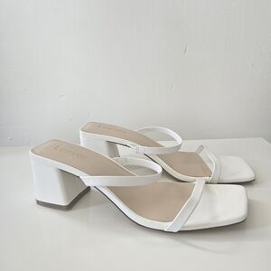 Brand New Elegant White Strap White Block Heels